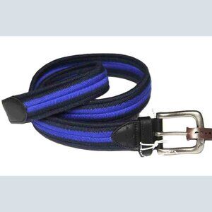 Tommy Bahama Leather and Fabric Stretch Belt Blue Black Men's Size 30-32